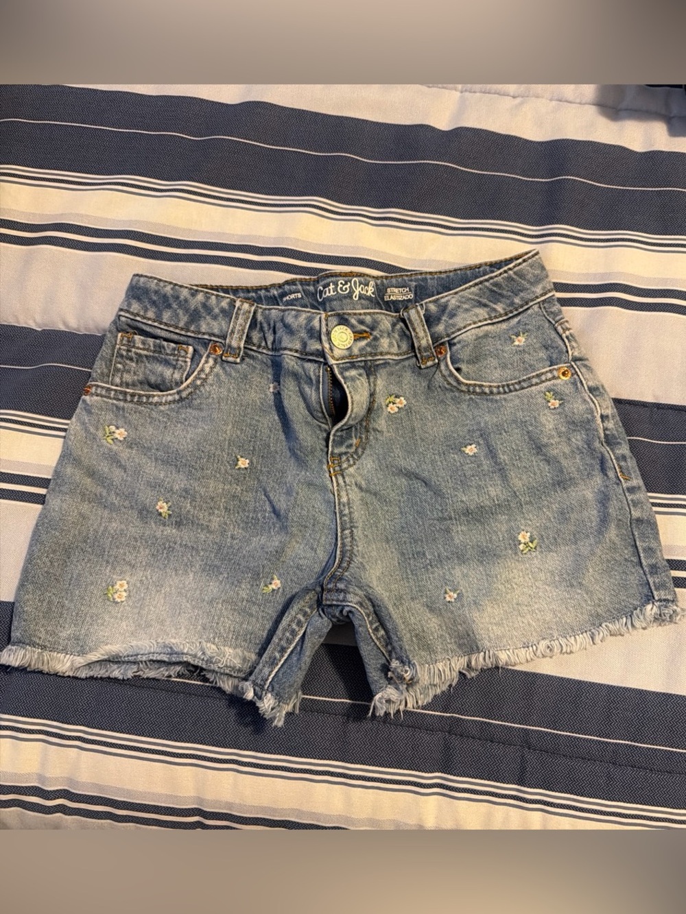 Cat & Jack Light Blue Embroidered Denim kids Shorts